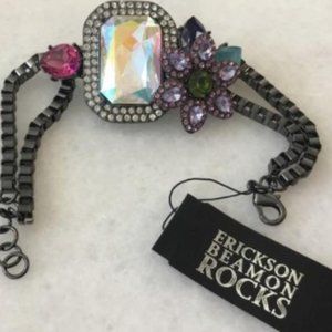 ERICKSON BEAMON ROCKS hematite / colorful Swarovski crystal bracelet - gorgeous!